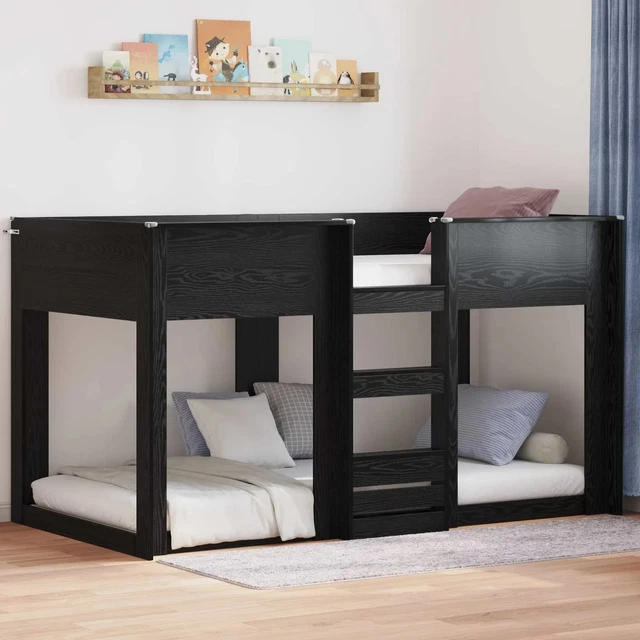 BUNK BED FOR Kids Black Oak 90 x 190 cm Engineered Wood vidaXL £321.10 ...