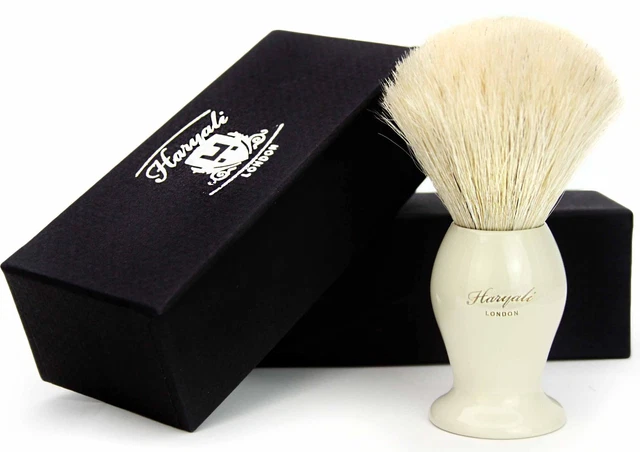 Uomo 100% Bianco Tasso Capelli Pennello da Barba IN Avorio Manico Fatto IN UK