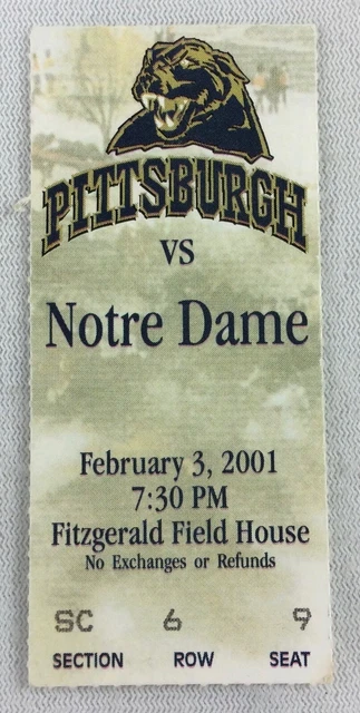 2001 02/03 Notre Dame at Pitt Basketball Ticket Stub-Troy Murphy