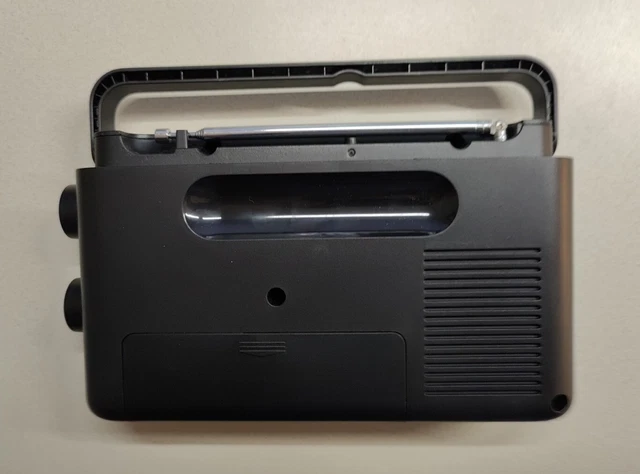 Sony ICF-506 draagbare robuuste analoge radio (retro design, vol geluid, AC- voeding of batterijvoeding, draaggreep) zwart
