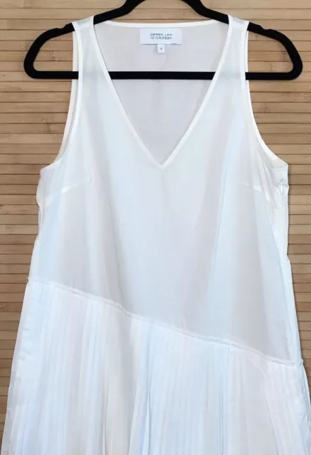 DEREK LAM 10 CROSBY white pleats Pleated Skirt Dress asymmetrical sz 6 3