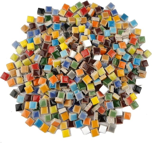 Colorful Ceramic Mosaic Tiles for Crafts, 1/2 Inch Square Glazed Porcelain Piece