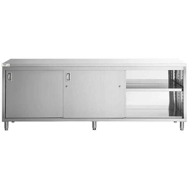 30"x 96" 16 Gauge Type 304 Stainless Steel Enclosed Base Table Sliding Doors