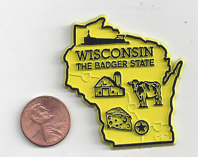 Wisconsin  "The Badger State"   Outline Map Travel Magnet  New   Usa Made