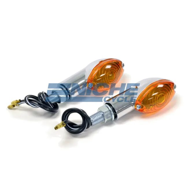 2.5" Mini Cateye Turn Signals Lights 12 Volt Chrome Amber