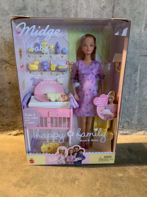 Barbie Happy Family AA Rare Pregnant Midge & Baby 💕 2002 Mattel NRFB HTF