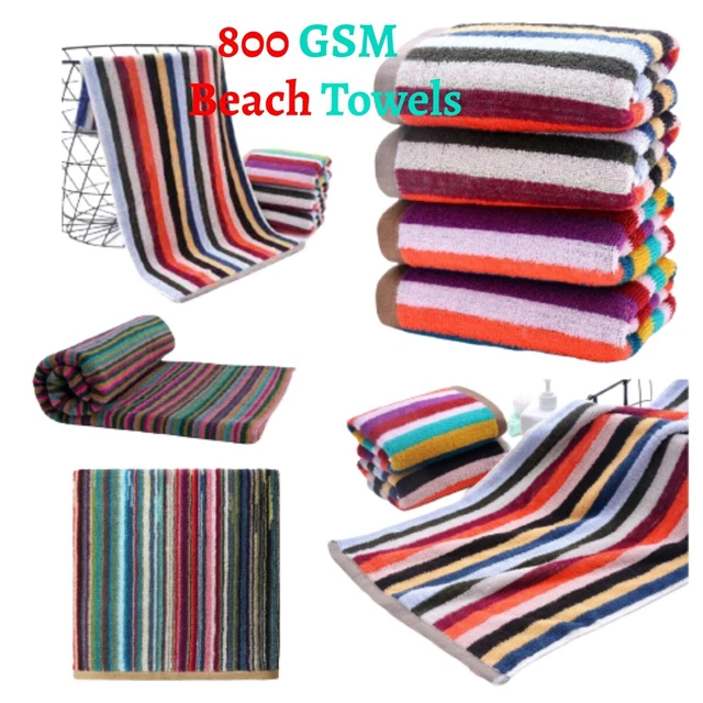 Extra Large Jumbo Beach Towel 100x200cm Striped Bath Sheets Soft Cotton 800GSM