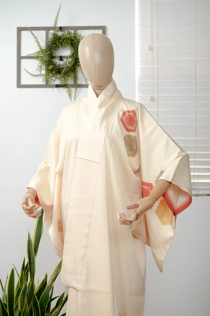 Dear Vanilla Japanese Silk Kimono Women's Robe Gown Authentic Japan Vintage Mint 2