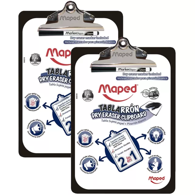 Maped Dry Erase Clipboard Letter Size 2/Bundle (MAP350210) MAP350210-2
