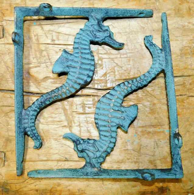 2 Cast Iron SEAHORSE Brackets Garden Braces Shelf Bracket PIRATES Ship NAUTICAL