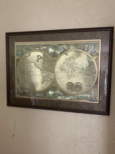Nicely Framed Double Hemispheres World Map