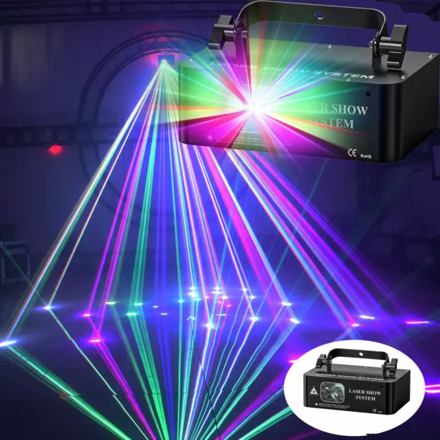 RGB Laser Beam Projektor DJ Disco Lichteffekt Party DMX Strobe Bühnenbeleuchtung 2