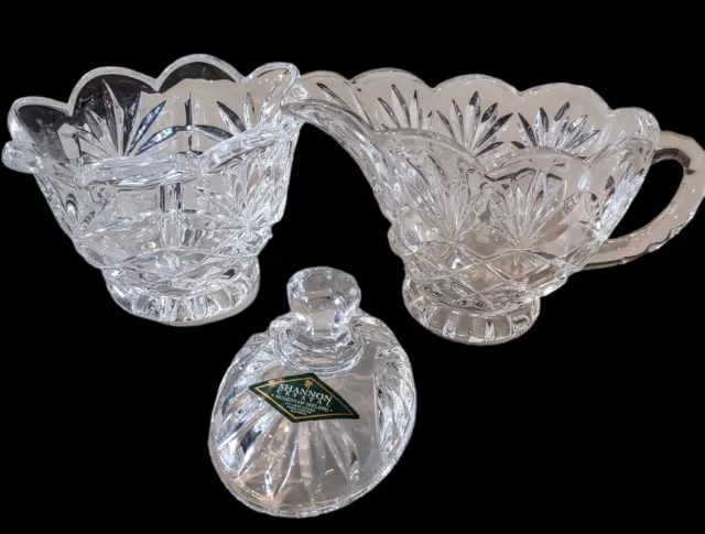 SHANNON LEAD CRYSTAL 24% "Designs Of Ireland "  Creamer And Sugar Bowl w/Lid