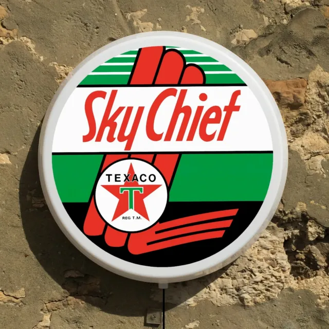 Texaco Sky Chief Led Logo Sign Light Box Garage Vintage Petroliana Automobilia