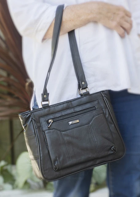 Femmes Petit Sac à Main Fermeture Éclair Avec Véritable Cuir Doux Double Manche