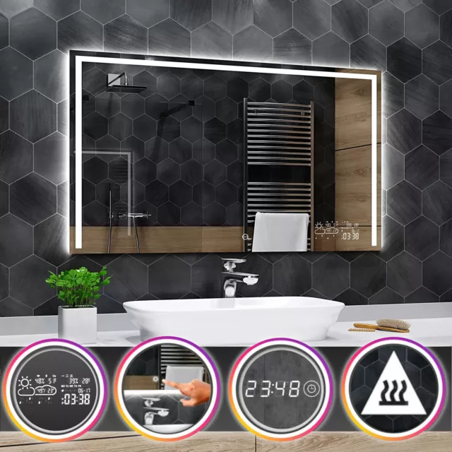 Sydney éclairé del Miroir salle de bain LED Station météo Interrupteur anti-buée