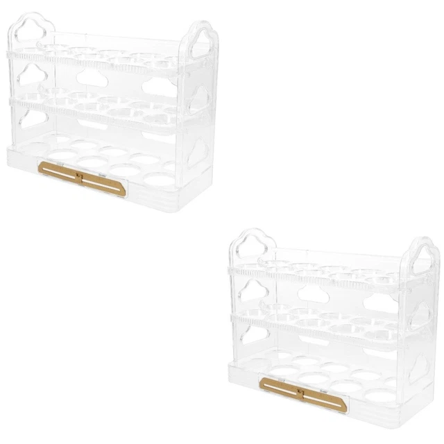 2 piezas contenedor de huevos 3 capas soporte de huevos bandeja de huevos estante de almacenamiento de huevos para refrigerador
