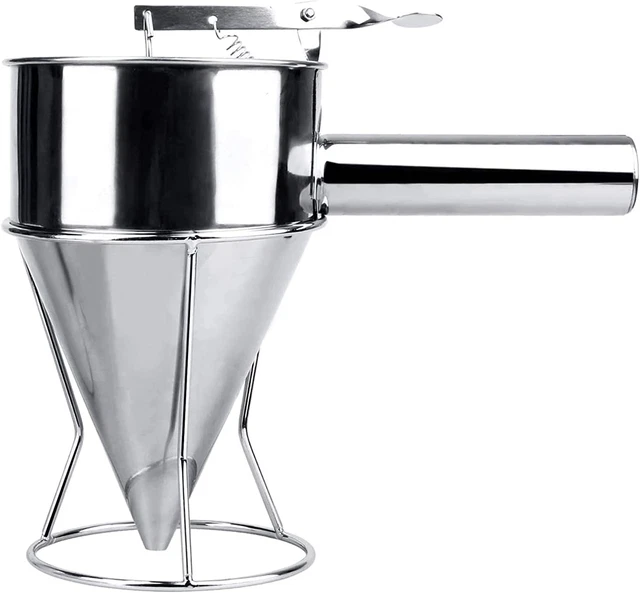 Mylifeunit Stainless Steel Pancake Batter Dispenser, Funnel Dispenser with Stand