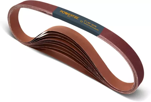 POWERTEC 414208A 1 x 42 Sanding Belts | 80 Grit Aluminum Oxide Sanding Belt |