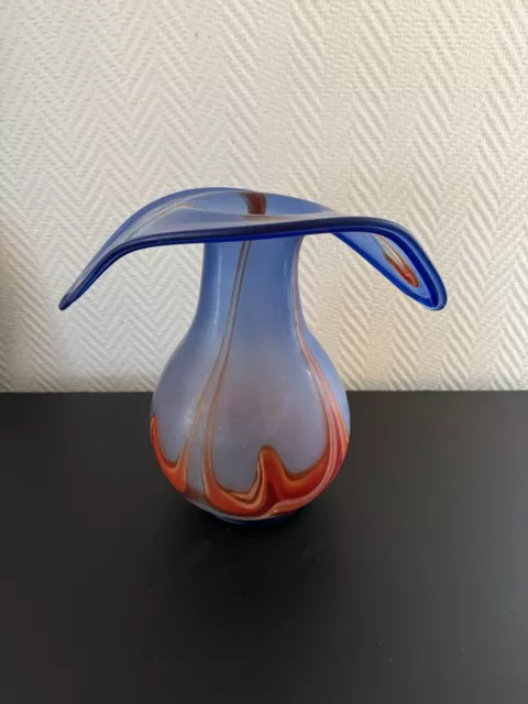 Joli Vase En Verre Soufflé Multicolore