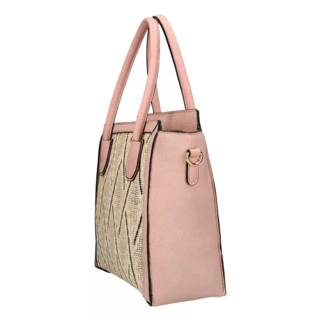 GRAND SAC A main Marque AIM .ROSE MOTIF BEIGE .NEUF PROMOTION