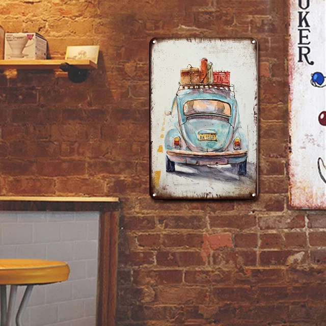 Plaque Métal Vintage Porsche - 40x30 Cm, épaisseur 1 Mm - Décoration Garage, Bar, Salon - Style Rétro émaillé