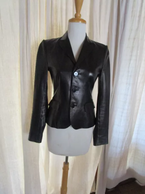 Ralph Lauren Black Label Lambskin Blazer Jacket Size 2 Womens Sexy