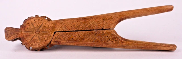 Antique Aesthetic Movement Wood Carved Nut Cracker Folk Art Treen
