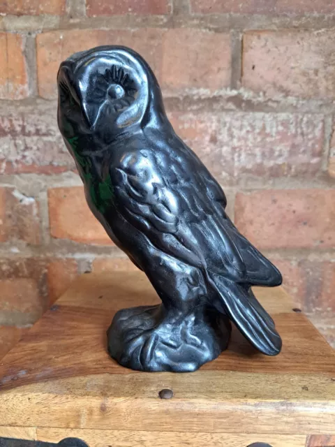 BLACK OWL Gothic Ornament OWEN - Irish Turf Craft - Ballyshannon Ireland 8" Tall