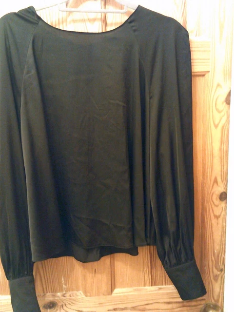 River Island, size 18, black, silk-satin look, blouse - top