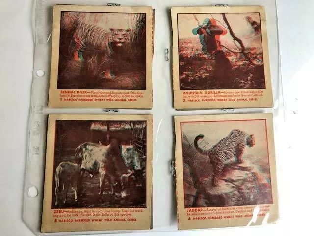 Vintage (1950's) NABISCO SHREDDED WHEAT Wild Animal Series 3-D Trading Cards