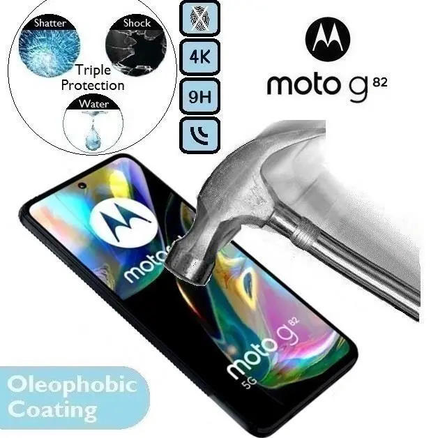 100%Genuine Tempered Glass 9H Screen Protector (5 Motorola G 82) For Moto G82 5G