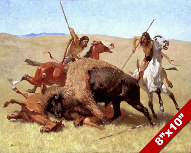 The Buffalo Hunt Native American Indian Oil Painting Art Print On Real Canvas