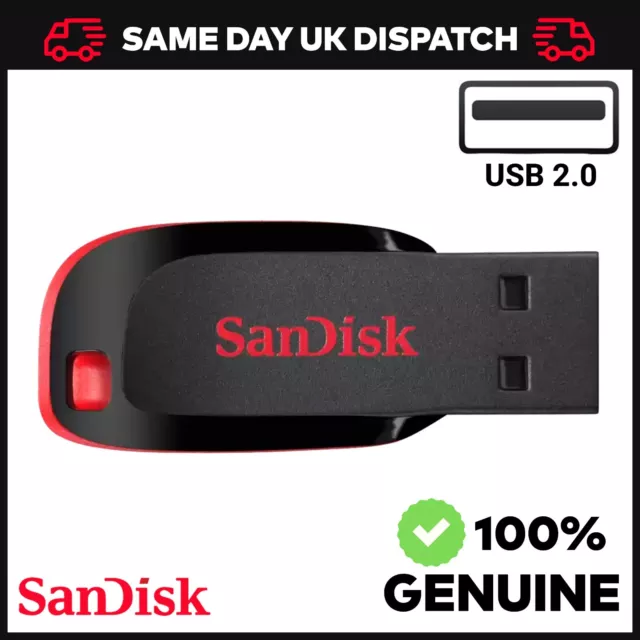 SanDisk Cruzer Blade USB 16GB 32GB 64GB 128GB 512GB 2.0 Flash Drive Memory Stick