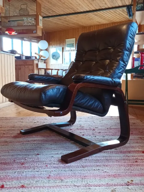 Relaxsessel Vintage Leder Easy Chair 60er Freischwinger Sessel Danish 60s 21