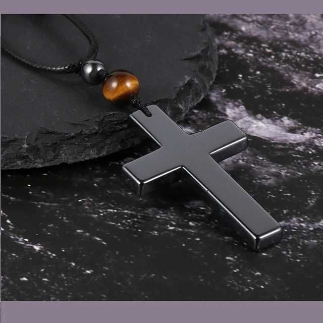 Collier Homme En Perles D'hématite Et œil De Tigre Avec Pendentif Pointe De Lance - Fait Main En France