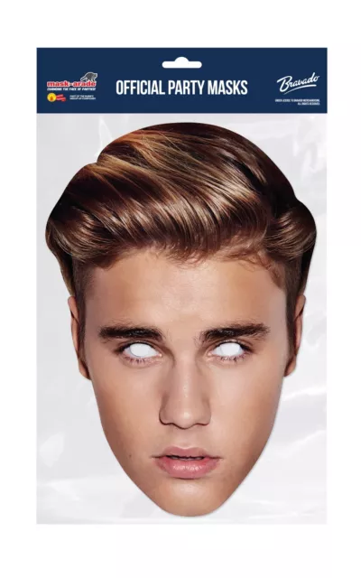 Justin Bieber einzelne 2D-Karte lustige Gesichtsmaske. Geeignet für Fanpartys und Events