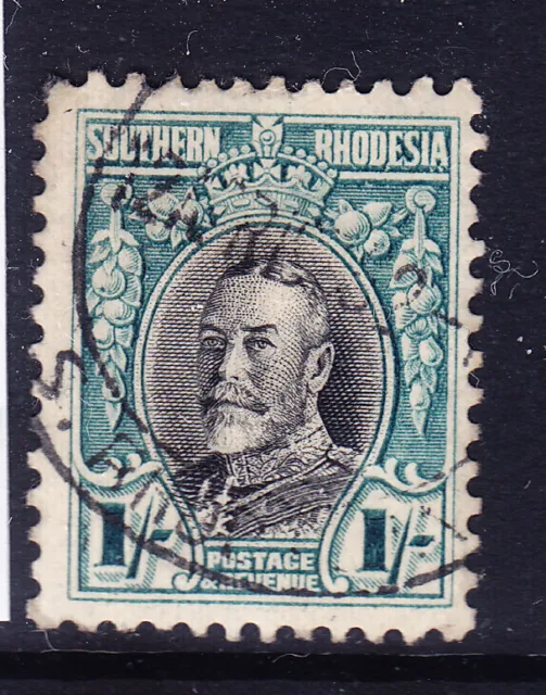 SOUTHERN RHODESIA 1935 GV SG23a 1/- black & greenish blue P111/2 f/u. Cat £50