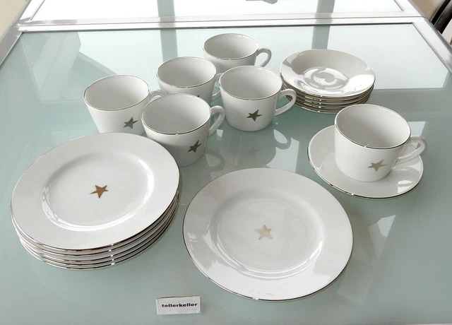IKEA STERNE SILBER Weihnachten Kaffeeservice neuwertig 6 Pers. Tasse