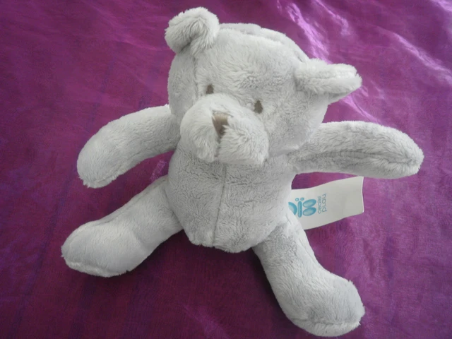 DOUDOU PELUCHE OURS GRIS 25cm OBAIBI OKAIDI
