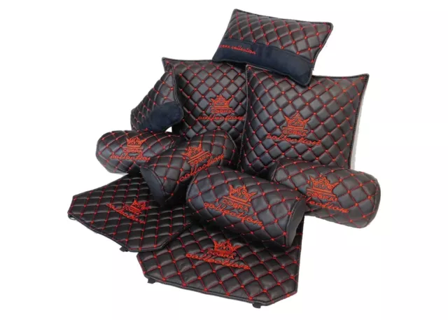 BLACK and RED DIAMOND JDM VIP CAR INTERIOR Seat Back and Neck PILLOWS SET