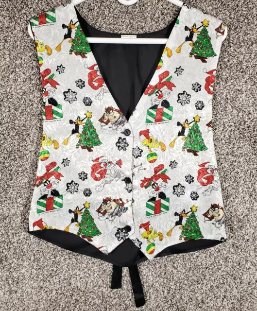 Vtg Looney Tunes Christmas Vest 1994 Taz Bugs Bunny Tweety Sylvester Daffy Duck