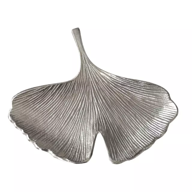 Deko Schale Metall Ginko Ginkgo Ginko Blatt silber Tablett Schüssel Dekoobjekt 2