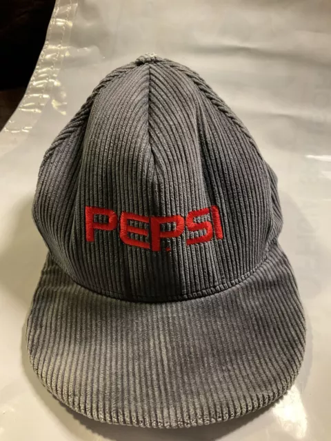 Vintage PEPSI-COLA Corduroy Snapback Trucker Hat Cap Retro AJD Made In USA