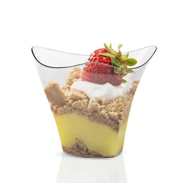 MINI DESSERT CUPS Wave Clear Plastic Appetizer Pudding Mousse Party