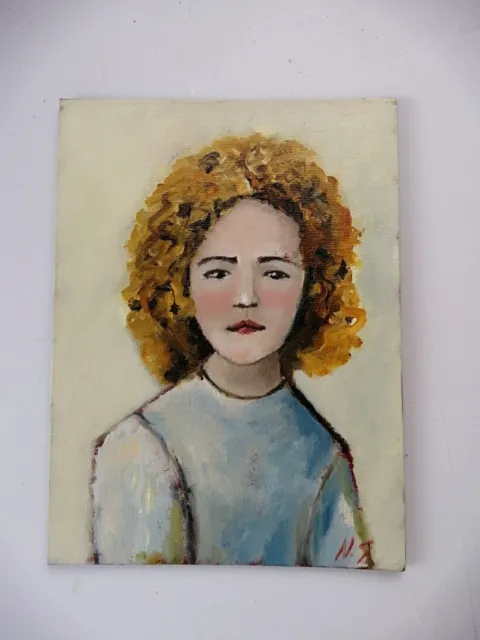 Retrato de mujer Pintura al óleo original Mujer Retrato Decoración de pared...