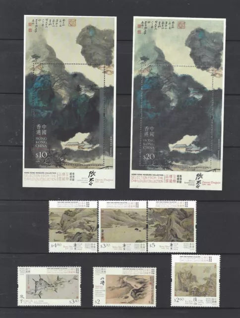 China Hong Kong 2020 張大千 Museum Collection Painting stamp set Zhang Daqian SILK