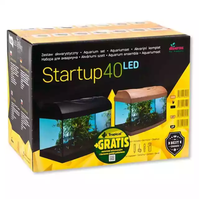 Débutant Aquariumset Démarrage Set LED 40x25 Complet Nano Verre Bassin Diversa