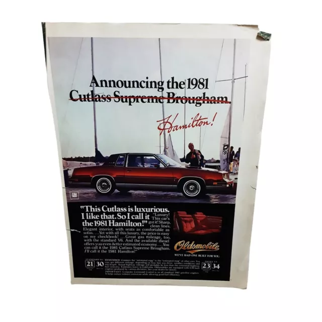 Oldsmobile 1981 Cutlass Supreme Brougham vintage 1980 Magazine Print Ad