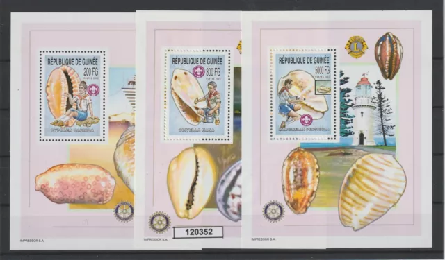 2002 Rep Di Guinea Guinee Shells Scout Lions Rotaty 3 Bf MNH MF121854